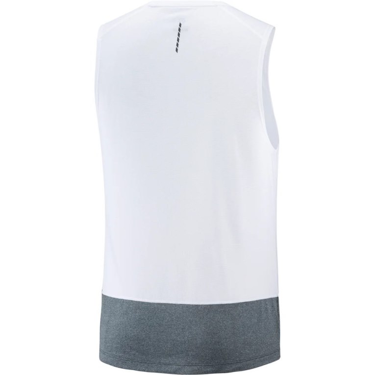 White / Grey Salomon Cross Run Men's Tanks | PH 69871J